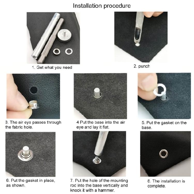 200Pcs 6mm Tarpaulin Eyelet Eyelet with Setting Punching Tool for Tarpaulin Canvas Curtain Clothes Leather Craft Repair