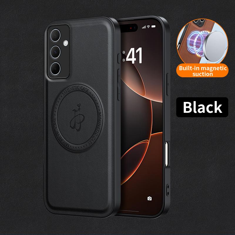 Magnetic Stand Holder PU Leather Phone Case For Samsung A15 A35 A55 A34 A54 A06 A16 A26 A36 A56 Wireless Charging Logo Cover