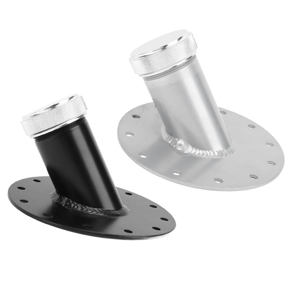 45 Degree Fuel Cell Filler Neck with 12 Bolt Steel Base Aluminum Cap 1.5in Inner Diameter