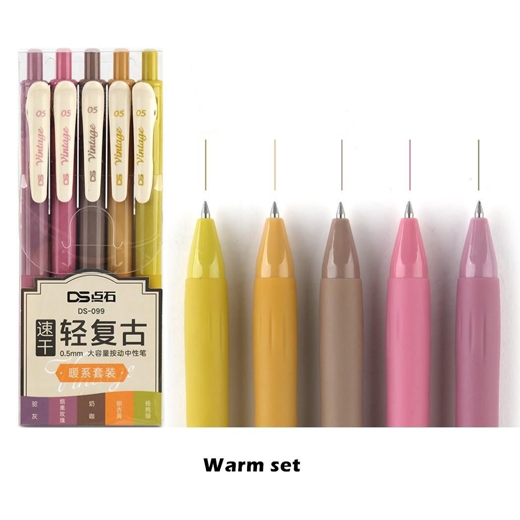 

5 шт., набор винтажных чернильных ручек, быстросохнущая пишущая разноцветная шариковая ручка 0,5 мм для дневника, маркер для рисования, лайнер для искусства, сделай сам, школа