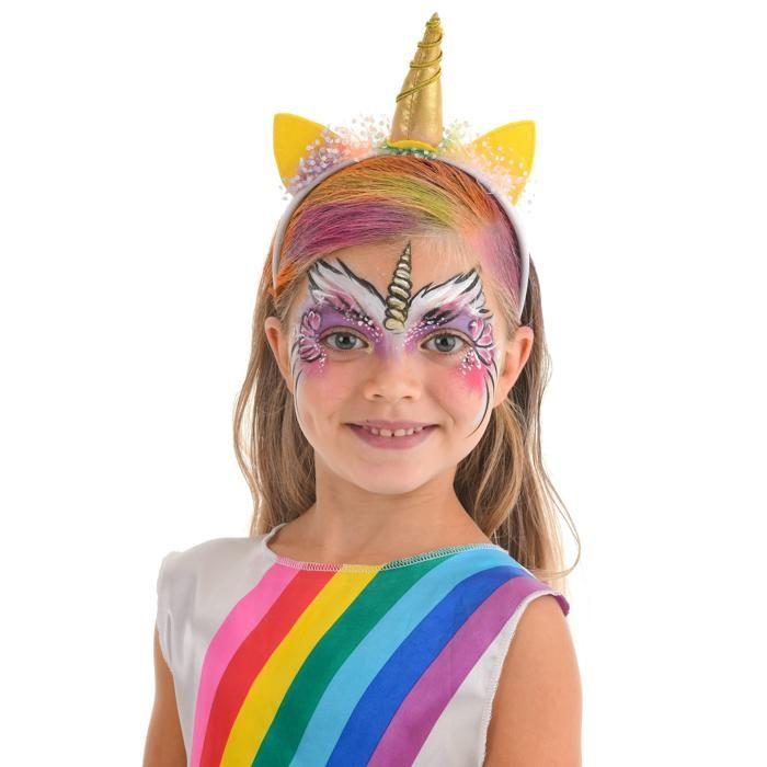 Kit maquillage licorne avec pinceau et éponge fille - Or