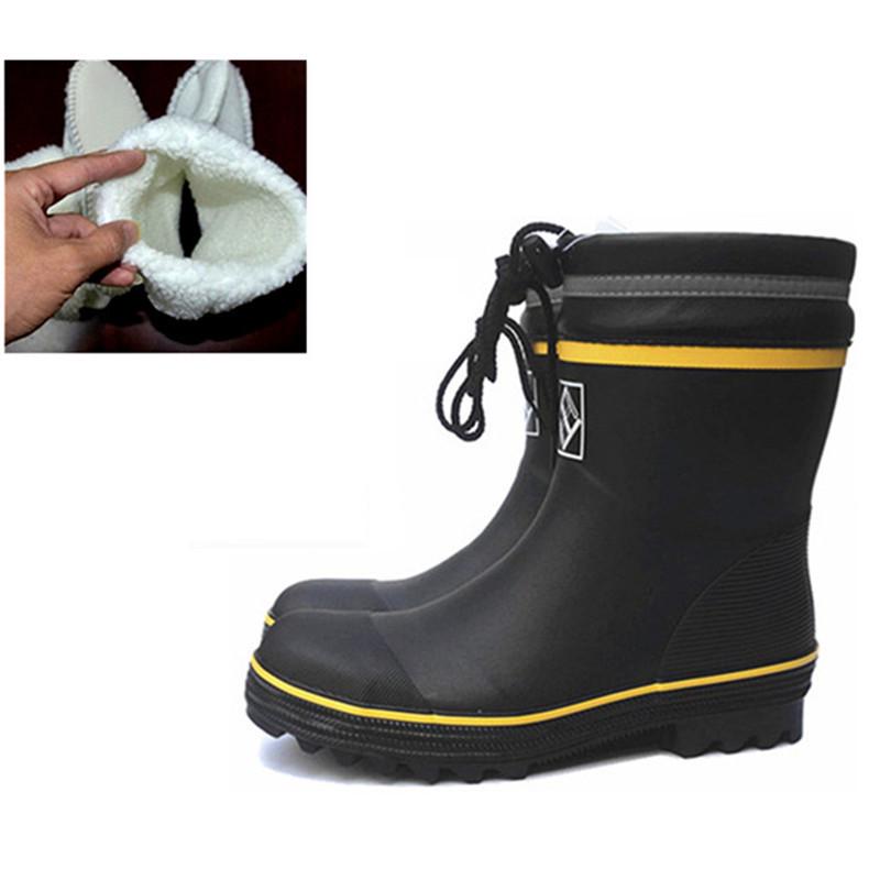 Men's Puncture-Resistant Steel Toe Rain Boots – Mid-Calf Rubber Work Shoes for Construction & Fishing