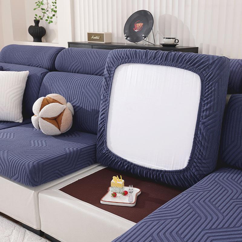 

Эластичный жаккардовый чехол на сиденье, чехол для дивана, съемная чистка, защитные чехлы для мебели, спандекс, нескользящий, для офиса, гостиной 1PC 4Seater темно-синий