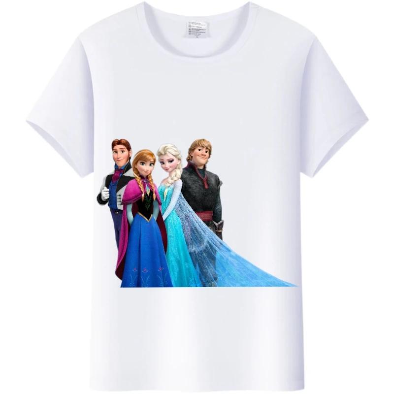 Vintage Disney Cartoon Woman Summer Tees Frozen Elsa Anna Princess Top White Ladies T-Shirts 90S Clothes Plus Size Gothic Blouse