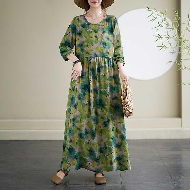 Round Neck Vintage Long Flesh Covering Dresses