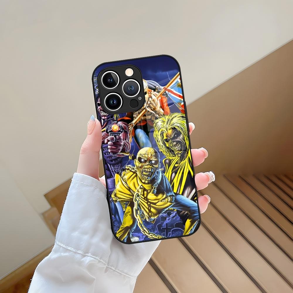 Skeleton Rock Band fashion Phone Case Tempered Glass For iPhone 13 15 14 12 11 Pro Max Plus Mini X XR XS 8 7 6s SE2020 Coque