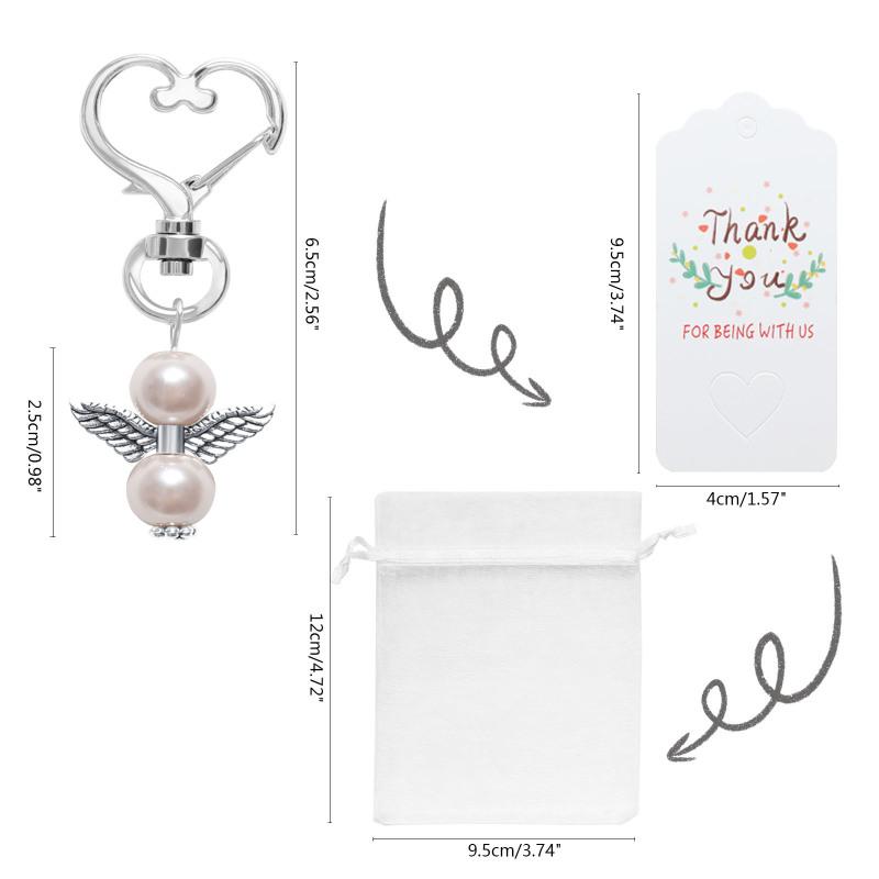 20 Pcs Guardian Angel Keychain Organza Bags Pendant For Wedding Christening Christmas