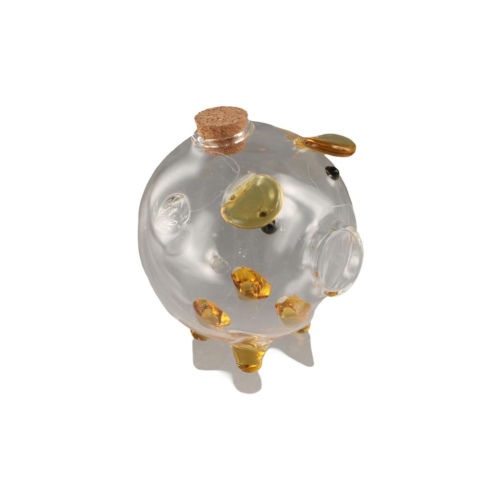 Transparent Cartoon Piggy Money Bank Handmade Multi-purpose Glass Money Jar Practical Visible Golden Beans Container Home Decor