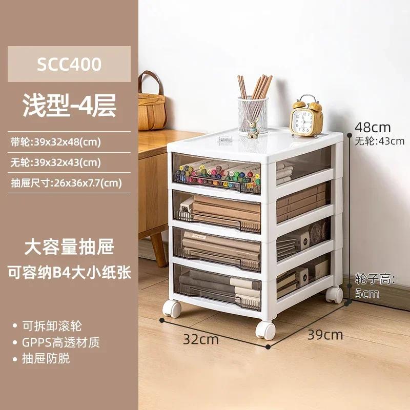 Movable Plastic File Storage Holder with Wheels under Table Drawer Type Organizer for Invoice Tape Snack Toy Seam Cabinet