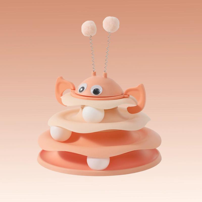 3-stöckiger Katzenspielturm Drehteller Rollkugelspielzeug Interaktives Intelligenz-Trainingsbahn Puzzle Lustige Spiele Zubehör