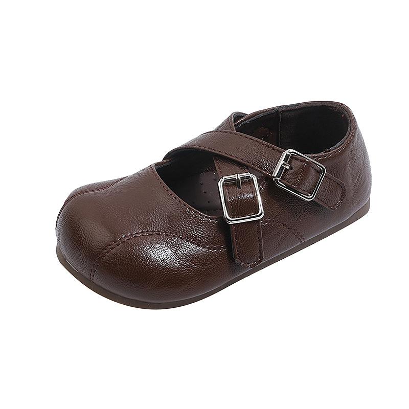

Baby Girls Leather Shoes Princess Leisure Fashion Children s Flats Soft Cross-tied Strape Kids Dress Shoes Spring Summer G08281 21 коричневый