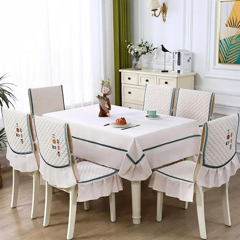 Rectangular Dining Table Cloth Chairs Cover Set Home Tea Table Cloth Lace Chairs Cushion Round Tablecloth Anti Slip Stool Cover