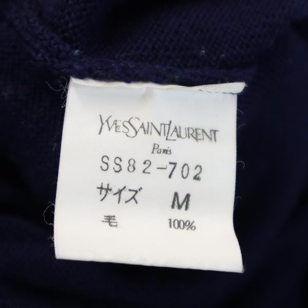 YVES SAINT LAURENT 90s Old Wool Logo embroidery Long sleeve sweater knit Women Used