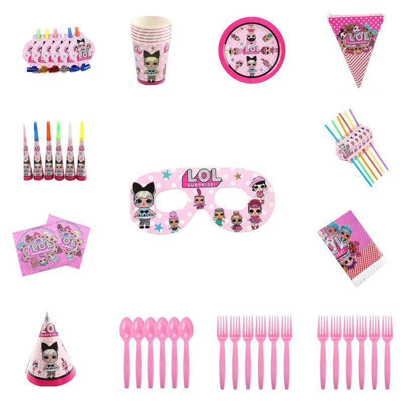 Theme Party Lol Supplies Birthday Decorations Banner Plates Kids Favors Girls