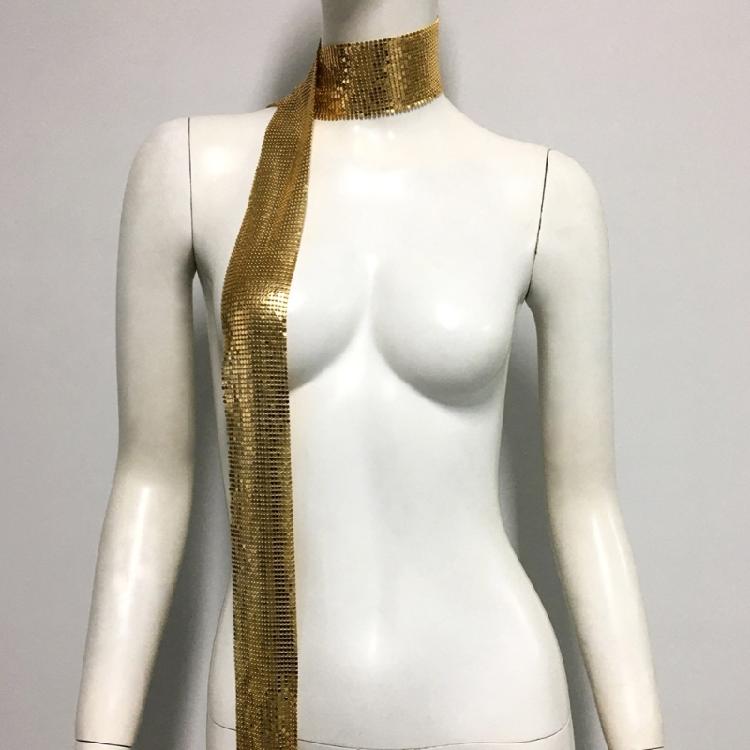 Full Sequins Choker Wide Long Collars Neck Tie Scarf Party Evening Costume
