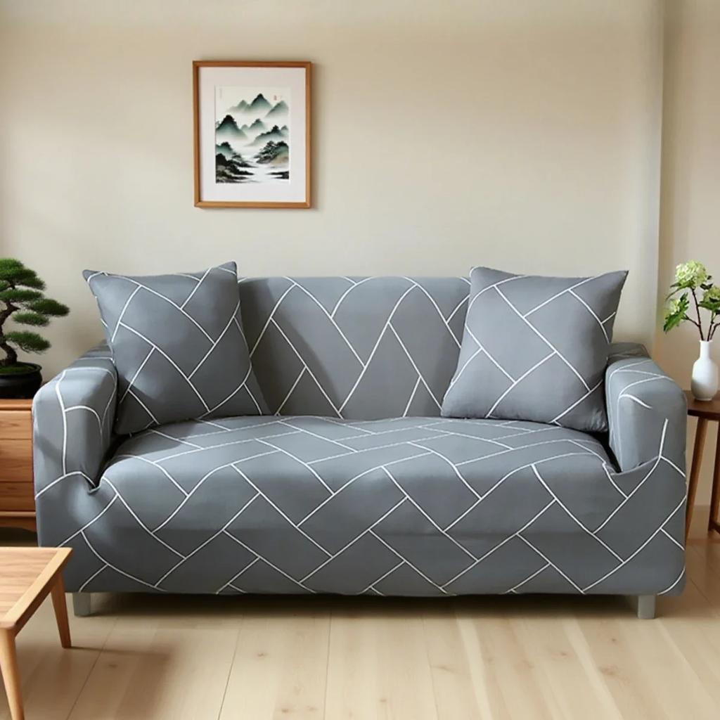 Gedruckter Stretch-Sofabezug mit Kissenbezug, Couchbezug, Möbelschutz für Schlafzimmer, Büro, Wohnzimmer, Heimdekoration