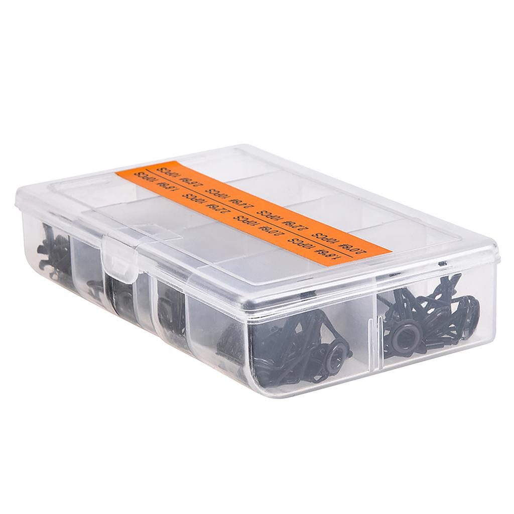 80Pcs Box 8 Sizes Telescopic Fishing Rod Guide Tip Repair Kit Rod DIY Eye Rings Fishing Rod Guide Fishing Tackle