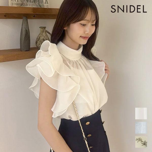 SNIDEL Tops 26 Spring/Summer Organza Ruffle Blouse Sleeveless Sheer High Neck swfb262016