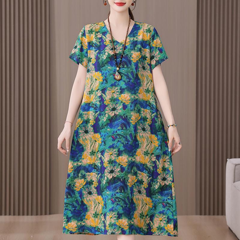 

Плюс Размер Женское Летнее Платье Элегантное Свободное Короткий Рукав Хлопок Льняное Длинное Платье Женская Винтажная Одежда 5XL