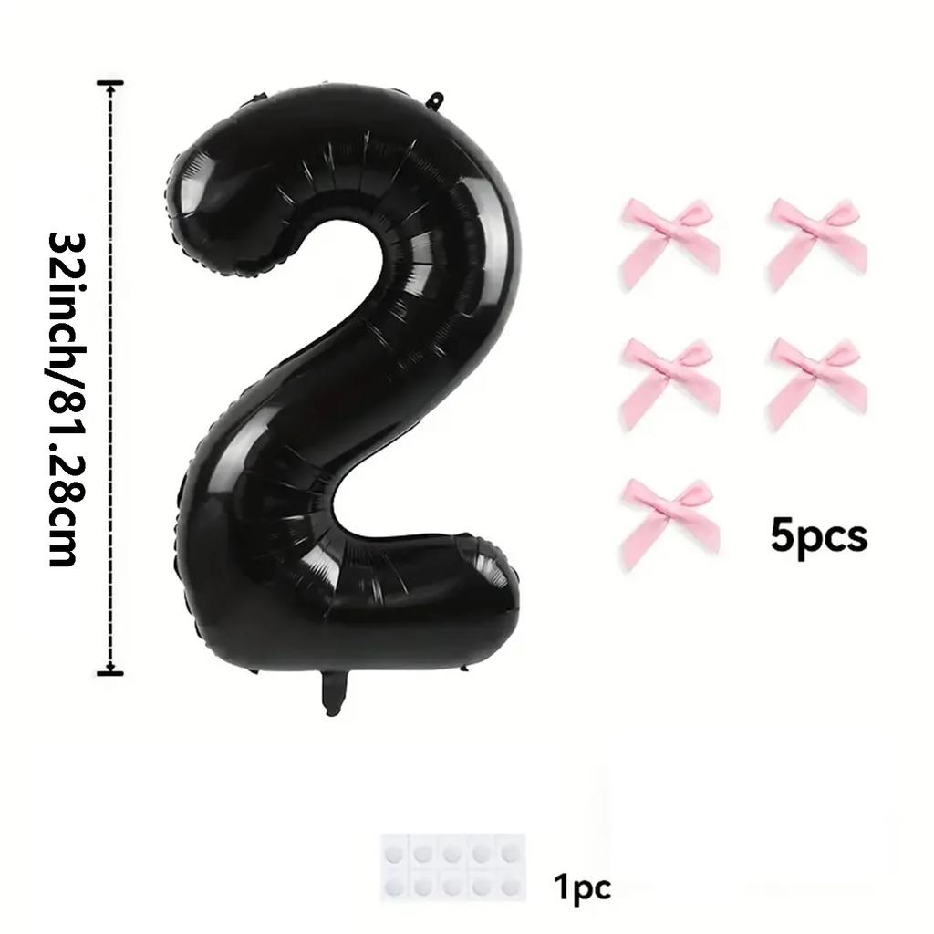 40inch Black Digital Foil Balloons Mini Bow 0-9 Giant Helium Ball Wedding Birthday Party Decorations Baby Shower Kids Toys