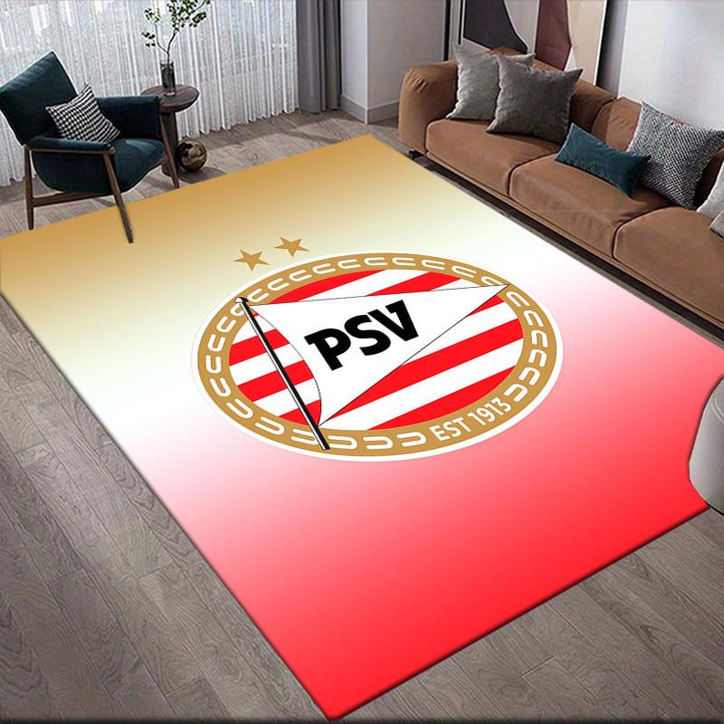 PSV Eindhoven Flannel Pattern Square Carpet,Area Rug,Carpet Rug for Living Room Bedroom Sofa Playroom Decor,Non-slip Floor Mat