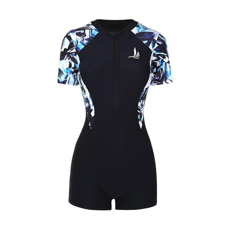 Sports Swimsuit Women's Conservative Boxer Belly Cover Show Slimming Swimming Pool Hot Racing Large Size Suit