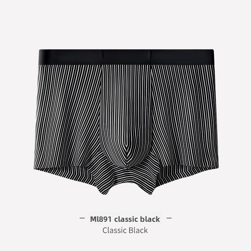 Men's Summer New Style Striped Silk Breathable Seamless Midriff Briefs