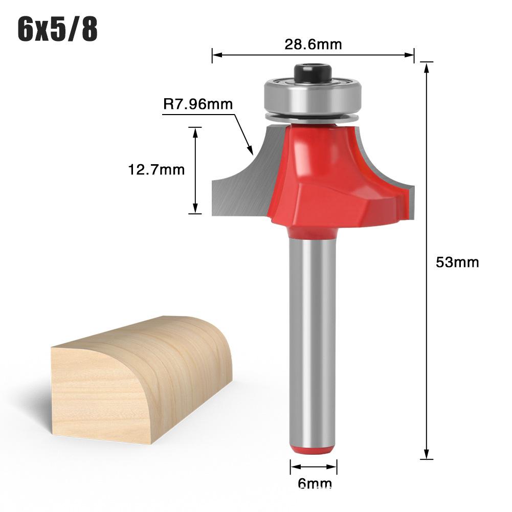 Woodworking Bearing Round Corner Cutter Trimming Machine Cutter Head Chamfering Slotting Engraving Woodworking Cutter Gong Cutter 1/4 Handle 6 Handle