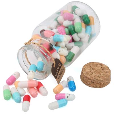 Lot de 100 capsules de papier à lettres vierges avec bouteille en verre (Couleur mélangée)