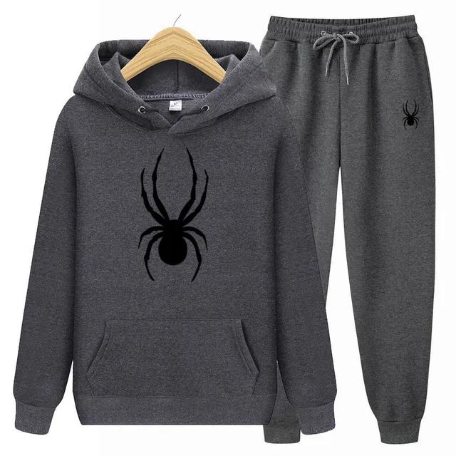 Spring and Autumn Men's And Women Suit Brand Fashion Spider Hoodie + Trousers Men's Casual Jogging Sportswear 2 Sets