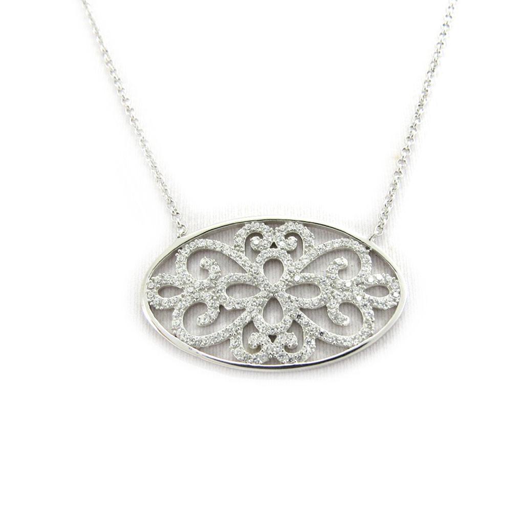 Les Trésors De Lily [L7422] - White 'Sissi' Silver Necklace