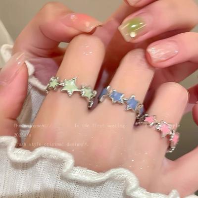 Silver Color Smple Star Ring for Women Delicate Adjustable Open Finger Ring Jewelry Accessories Gifts