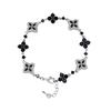 TOPGRILLZ Eiskaltes Klassisches Messing Armband Damen Verstellbar Vierblättriges Kleeblatt Kettenarmband Mit 5A+ Zirkonia Für Party
