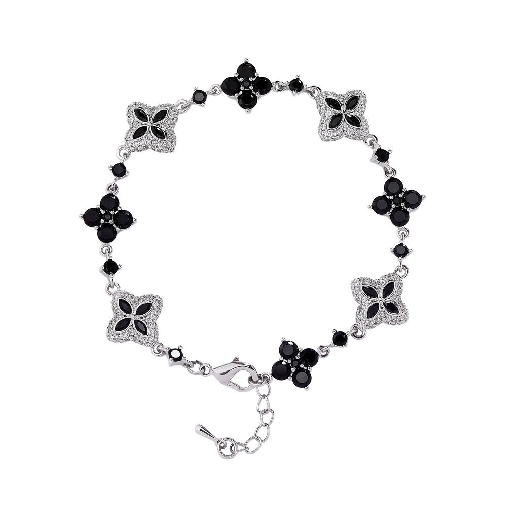 TOPGRILLZ Eiskaltes Klassisches Messing Armband Damen Verstellbar Vierblättriges Kleeblatt Kettenarmband Mit 5A+ Zirkonia Für Party