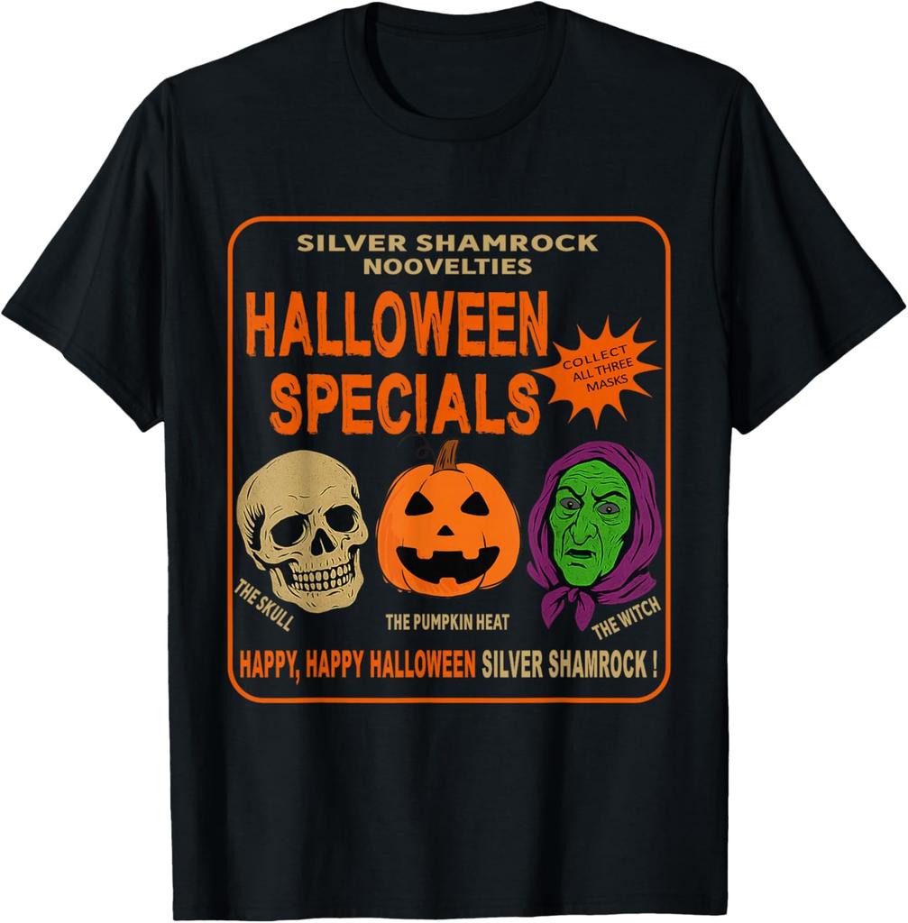 Fun Pumpkin Skull Witch Print Halloween Short Sleeve TShirt