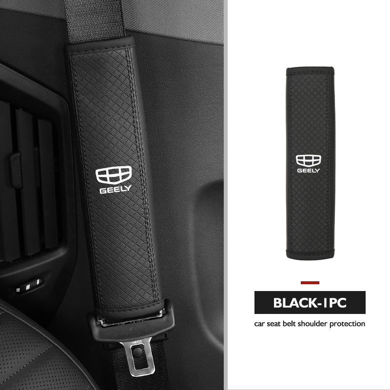 Leather Car Seat Belt Protector Pad Shoulder Strap Cover For Geely Tugella Atlas Pro Coolray Geometry C Emgrand ec7