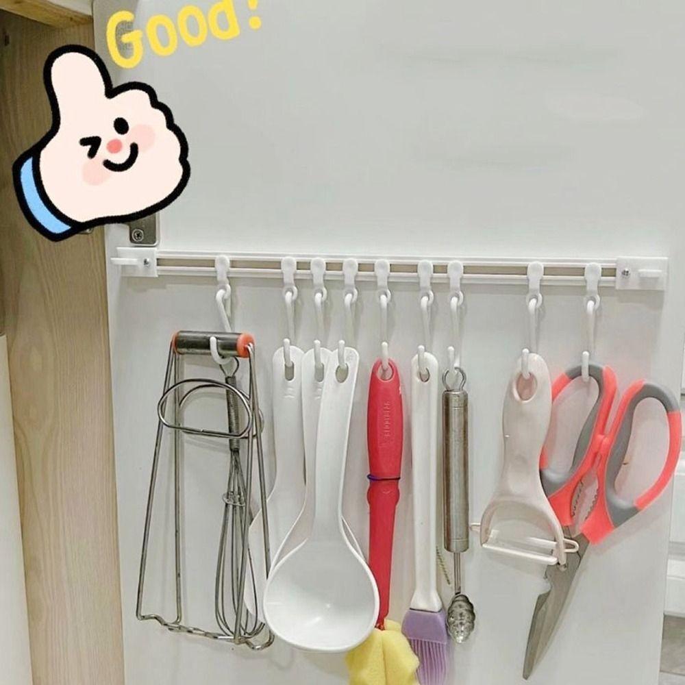 Multi-functional Self-adhesive Cabinet Hook Bedroom Long Row Hook Portable Track Row Hooks