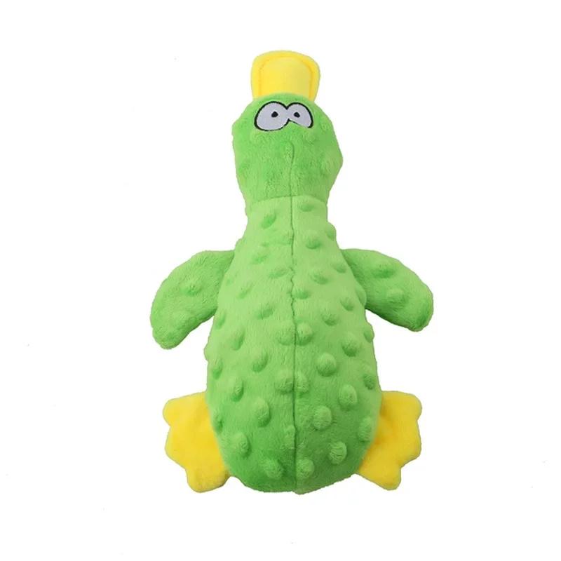 

Outdoor Play Interactive Squeaky Dogs Toy Sounder Sounding Paper Chew Tooth Toy Duck Soft Plush Dog Toys for small large dogs As shown picture зелений