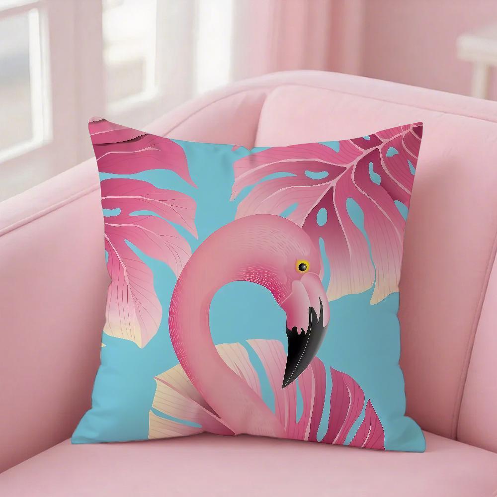 Flamingo Pillow Case Square Double-Sided Printing Sofa Cushion Cover Bedroom Bedside Pillowcover
