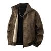 Men's Retro PU Leather Jacket with Stand Collar - Trendy, Versatile, Loose Fit for Spring and Autumn with Plus Velvet Casual Design.