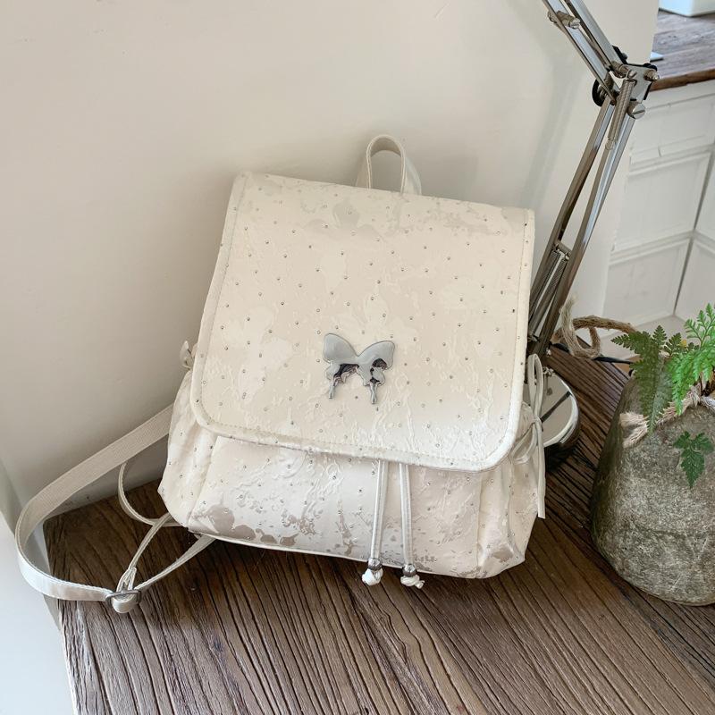 

Butterfly embroidered backpack women s new trendy college style school bag summer versatile travel backpack