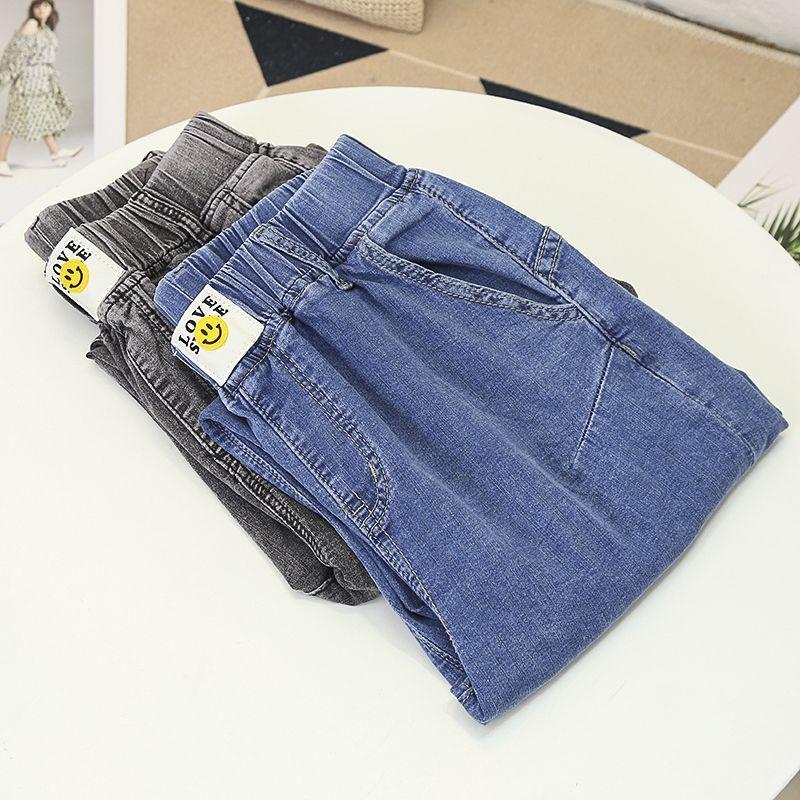Women's Jeans Stretch Elastic High Waisted Side Slit Thin Summer Loose Straight Leg Pants