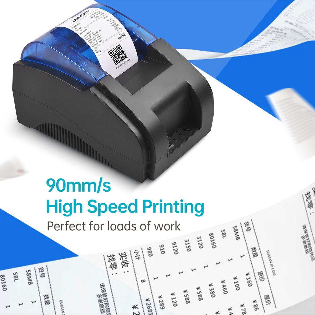 BISOFICE 58MM Desktop Receipt Printer USB+BT 203DPI Direct Thermal Printing Compatible with