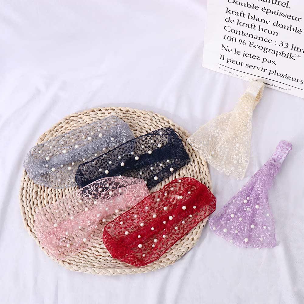 Design Pearls Organza Headband Women Hair Accessories Wide Side Hairband Korean Style Hair Wear