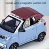 1/24 Scale WuLing MINI EV Simulation Car Decoration,Alloy Die Cast Truck Static Electricity Can Open The Door Toy Car Adult Gift for Collection Lovers