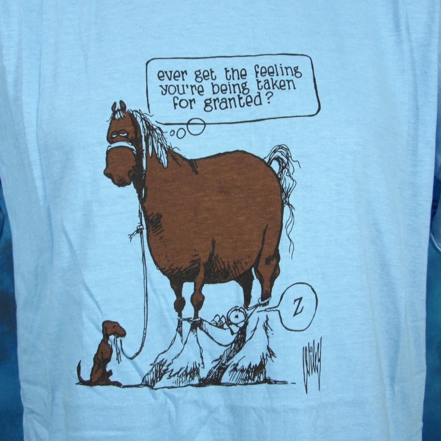 

Новая старая вещь винтаж 80-х КАРТОННАЯ ФУТБОЛКА HORSE TAKEN FOR GRANTED L/XL ковбойский одинарный шов 4XL