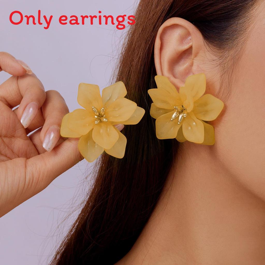 Womens Acrylic Floral Earrings Handmade Geometric Plant Flower Accessories