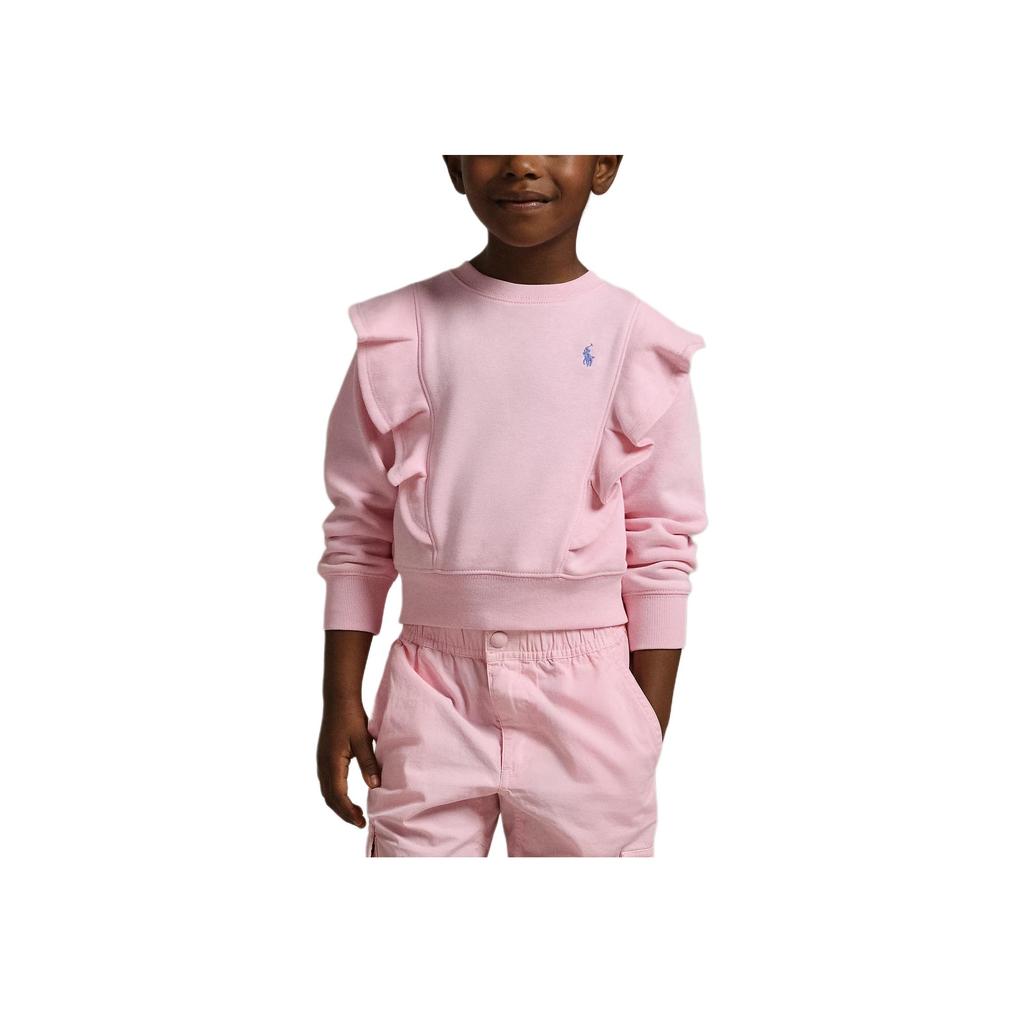 Polo Ralph Lauren Jednobarevné tričko s dlouhým rukávem a kulatým výstřihem Dětské topy Světle růžová 313957719-003