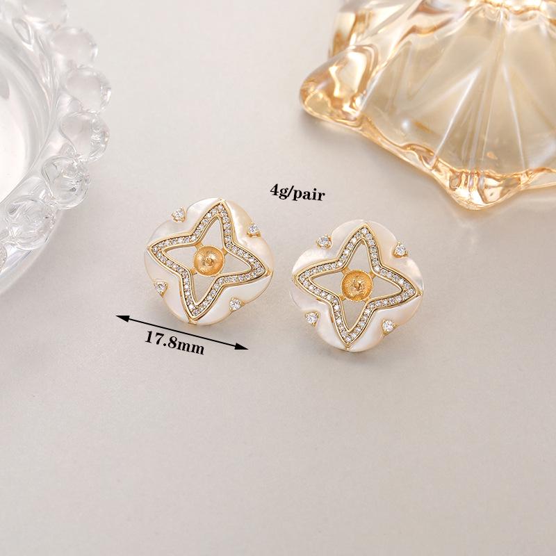 Niche Design Pearl & Zircon Butterfly and Clover Stud Earrings with S925 Silver Needle