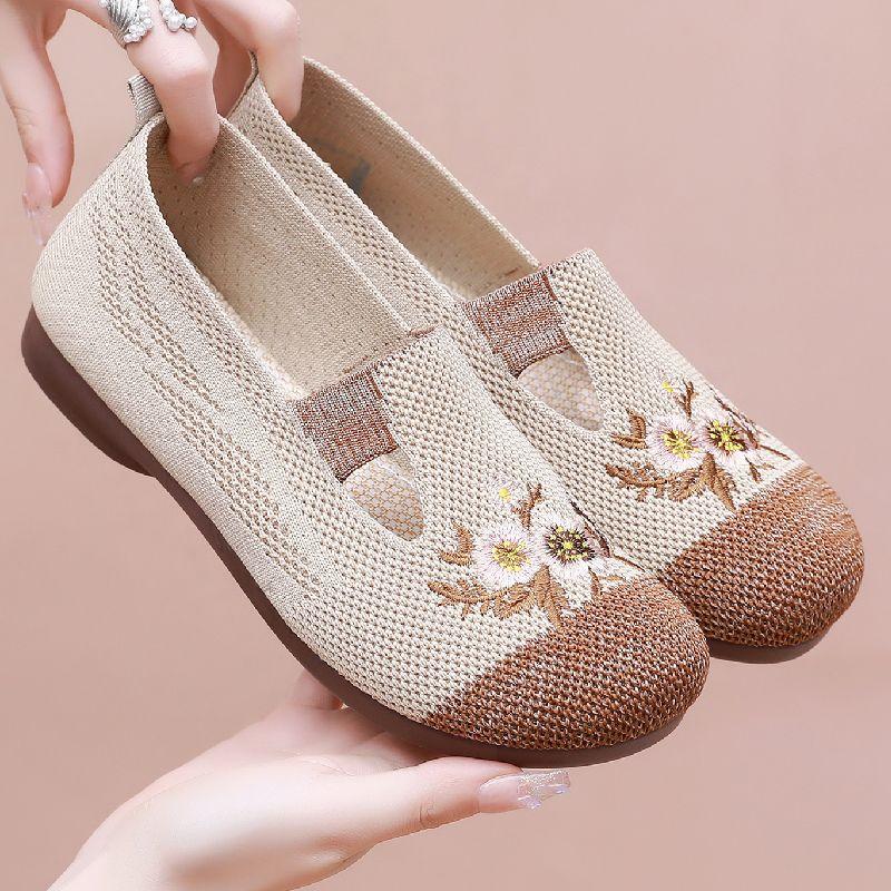 

Удобные трикотажные туфли на плоской подошве для женщин, босиком, кроссовки без застежек, мокасины для вождения для мам, женские дышащие туфли для путешествий, сверхлегкие туфли на плоской подошве CN 36